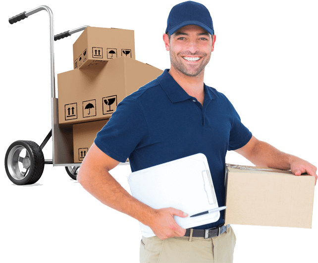man with box and moving checklist